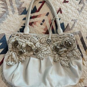 Vintage Brighton Cream Floral Embellished Shoulder Bag